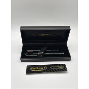 Vintage Pelikan Triari Ball Point Pen Green Marble & Gold